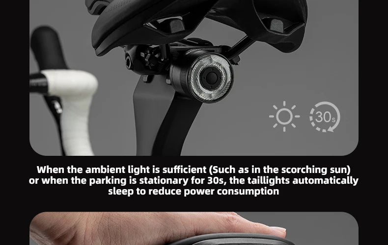 ROCKBROS Bicycle Tail Light Smart Brake Sensing Rear Bike Light Aluminum Waterproof Type-C MTB Road Warning Cycling Taillight