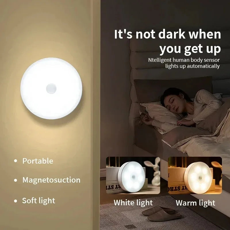 1/3Pcs 8LED Motion Sensor Light Night Light USB Rechargeable Night Lamp for Kitchen Cabinet Wardrobe Lamp Staircase Closet Light