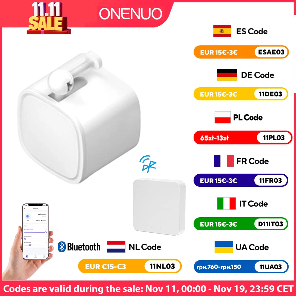 Tuya Bluetooth Finger Robot Switch Button Pusher and Tuya Bluetooth Gateway for Choosing