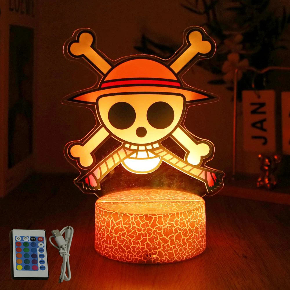 LED Night Light Anime Figure One Piece Luffy Zoro Figures Lamp PVC Action Collection Bedside Table Decoration Kid Christmas Gift