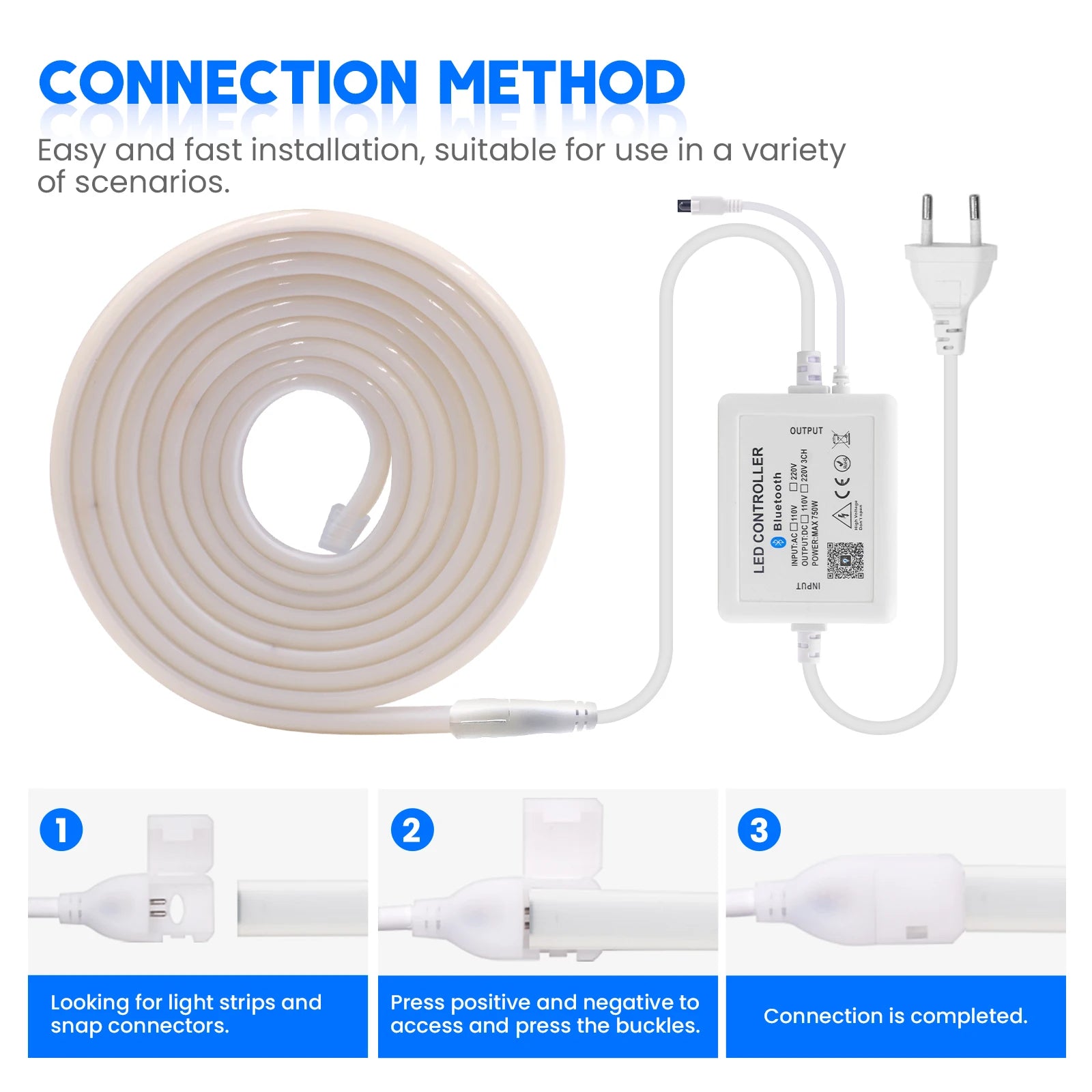 220V Smart COB Strip LED Neon Light 10M 20M 30M 288Leds/m WIFI Bluetooth Dimmable Tape IP67 Waterproof Rope For Room Outdoor