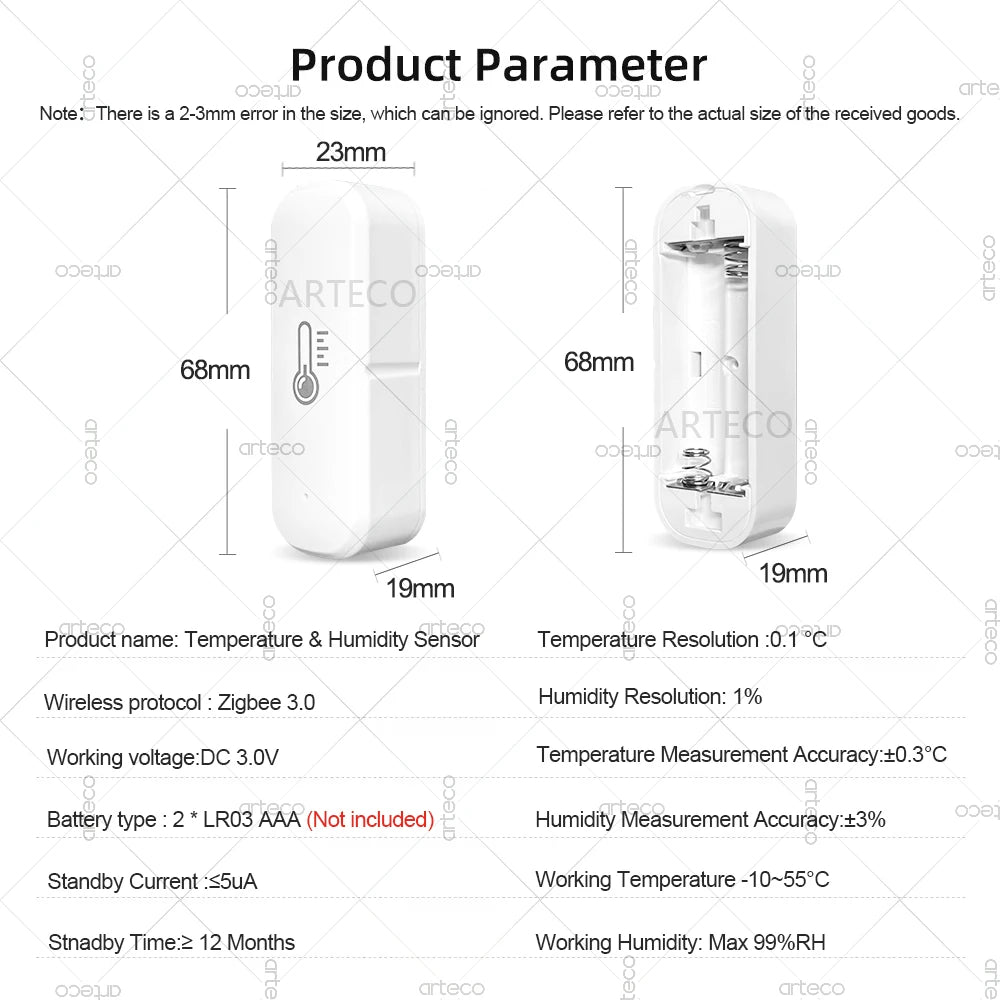 Smart ZigBee Temperature And Humidity Sensor App Monitoring Indoor Mini Hygrometer Thermometer Works With Alexa Home Assistant
