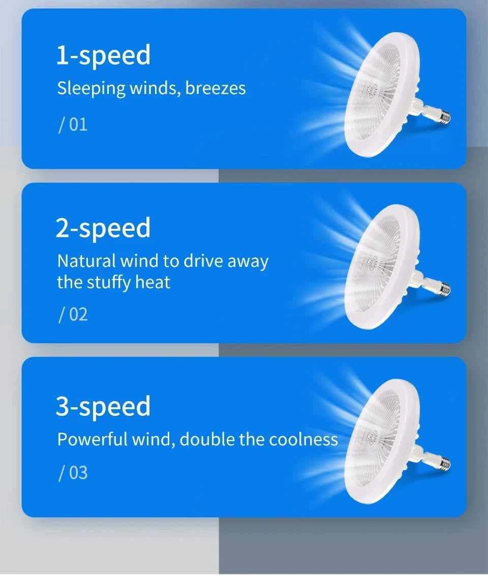 2 In 1 Energy Saving Remote Control Ceiling Fan Lamp Infinitely Dimmable E27 Base Bottom Noise Mute LED Decorative Light 85-265V