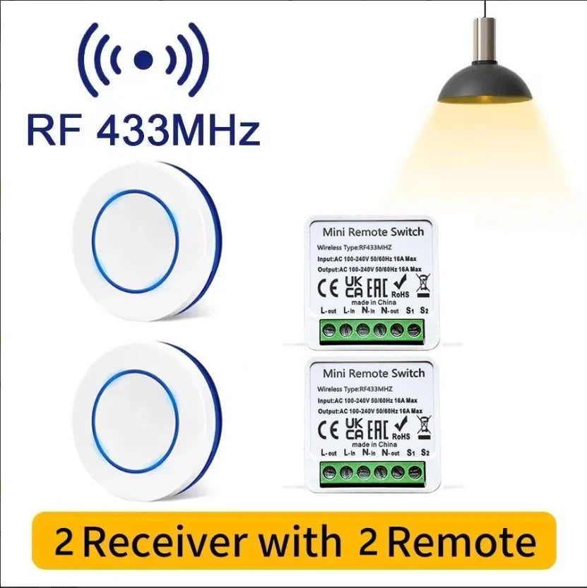 10A Relay Receiver Module Transmitter Light Switch Wireless Universal 433MHz Remote Control Switch for Smart Home LED Fan DIY