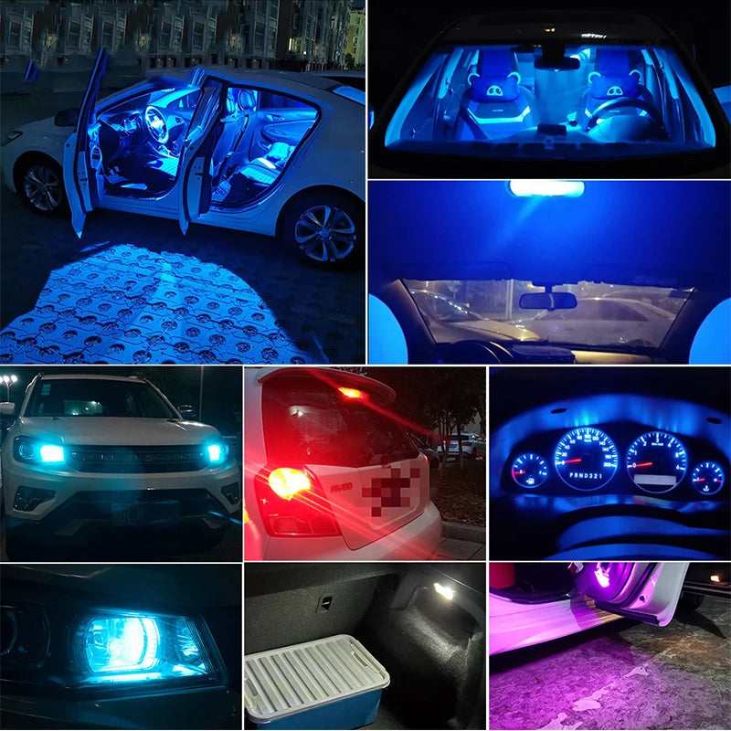 10Pcs Led T10 Car Light COB Glass 6000K White Auto Automobiles License Plate Lamp Dome Read DRL Bulb Style 12V Led Light for Car