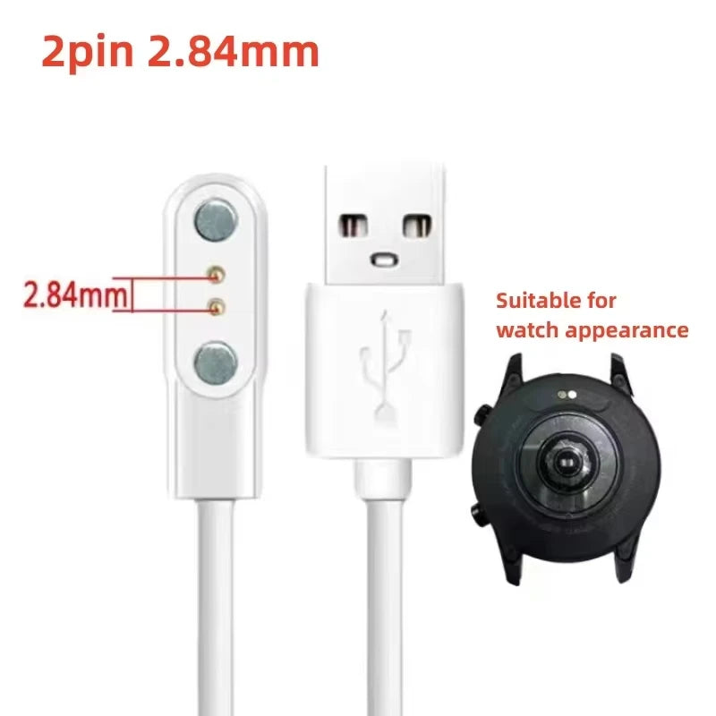 Magnetic Charge Charging Cable For Smart Watch For 2 Pins 2.84/4/7.62mm Distances Black Novel USB Power Charger Cables Universal