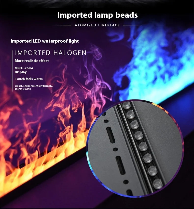 Smart Home 3D Fireplace Water Steam Humidifier LED Decorative Flame TV Wall Sound Of Firewood Cracking Vapour Electric Fireplace