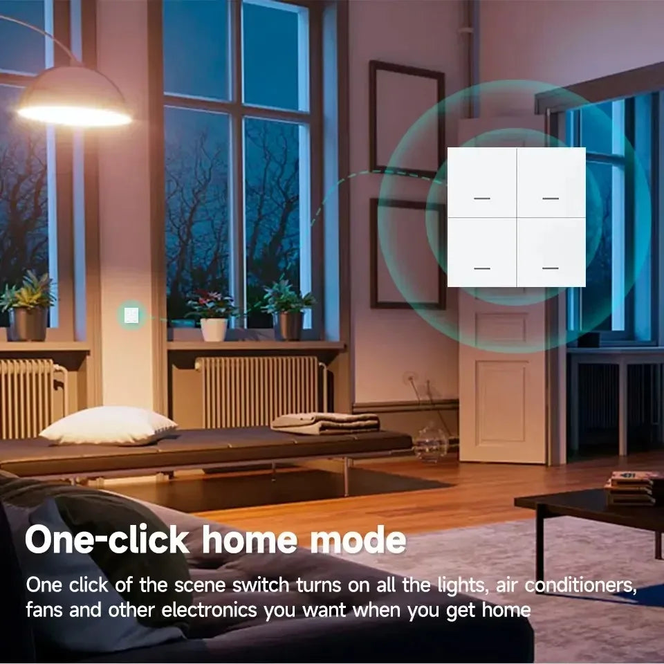 Tuya Zigbee 3.0 Smart Scene Button Switch – 1/2/3/4 Gang Wireless Remote Controller – Works with Smart Life/Tuya App & Home Assi