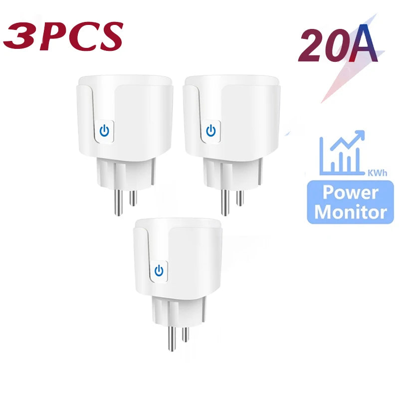 TUYA Smart Plug WiFi Socket EU 16A/20A With Power Monitor Timing Function Voice Control Works With Alexa Google Home