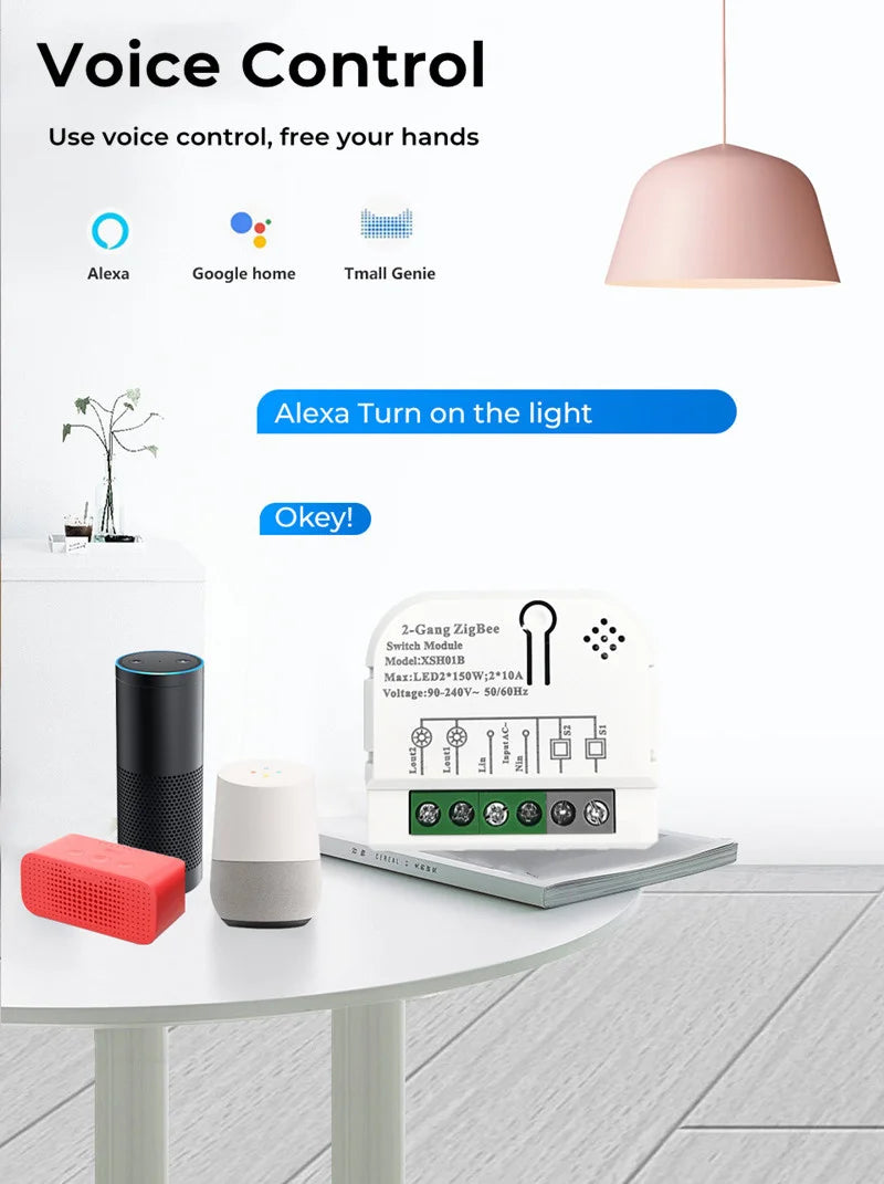 Tuya Zigbee3.0 Smart Switch 1/2 Gang Home Automation Timer Relay with KWh Power Monitor Smart Life APP Voice for Alexa Google