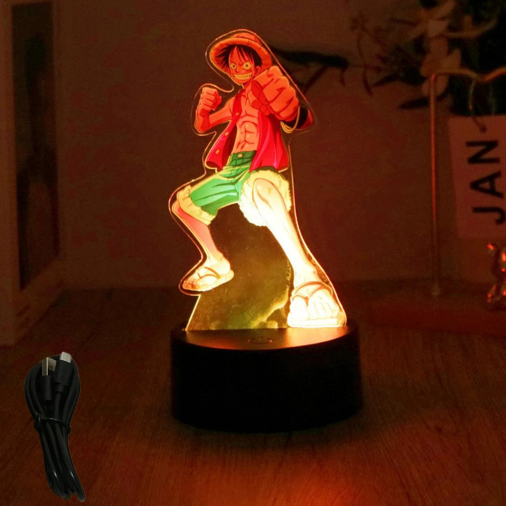 LED Night Light Anime Figure One Piece Luffy Zoro Figures Lamp PVC Action Collection Bedside Table Decoration Kid Christmas Gift