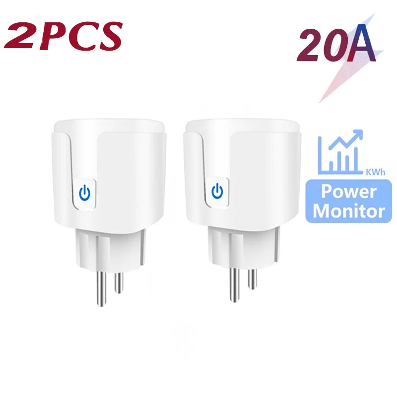 TUYA Smart Plug WiFi Socket EU 16A/20A With Power Monitor Timing Function Voice Control Works With Alexa Google Home