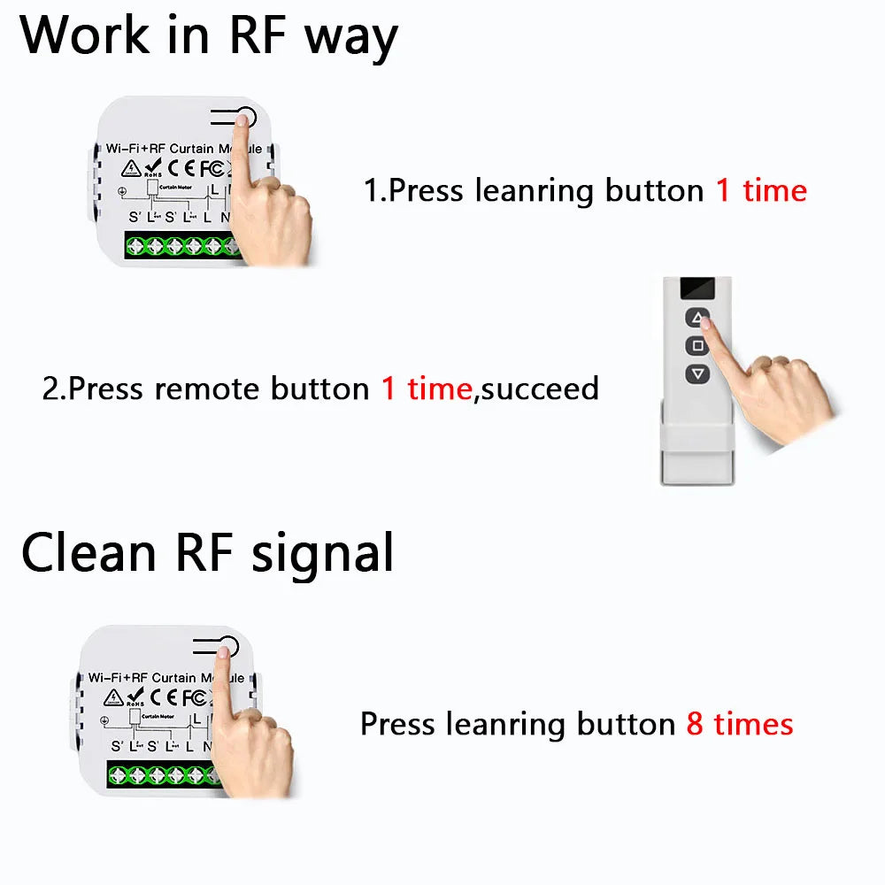Tuya WiFi Smart Curtain Switch Roller Blinds Shutter Module 433MHz RF Remote Control Works With Alexa Google Home Assistant