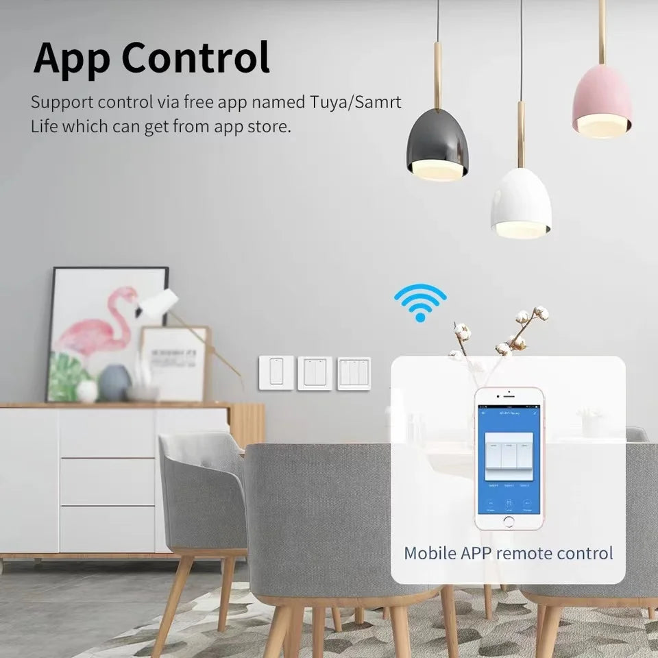 For Apple Homekit Smart Light Switch Panel Switch Remote Control Wall Switches 1/2/3 Gang Smart Home Wifi Switch Works With Siri