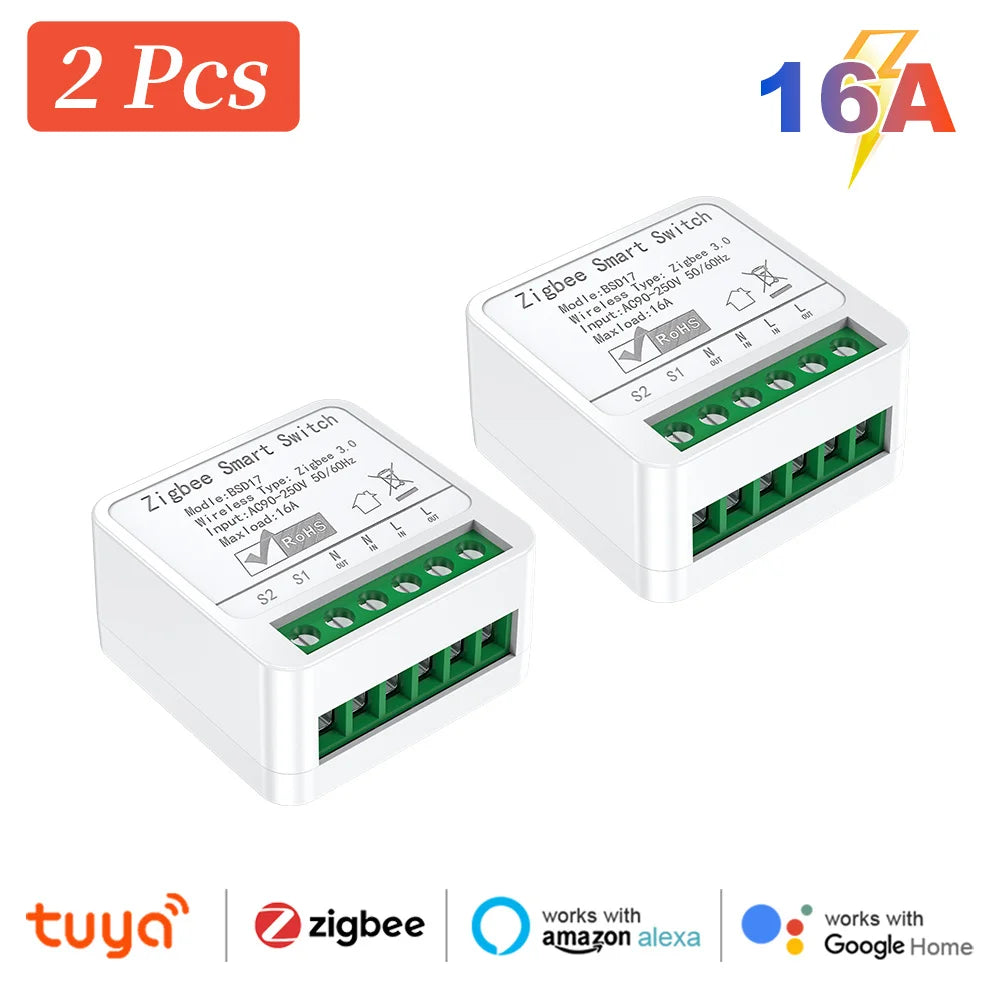 16A ZigBee 3.0 Smart Switch Automation DIY Light Switches Module Supports 2 Way Control Wok Alexa Google Home Zigbee 2Mqtt