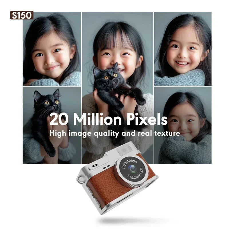 Retro Digital Camera 1080P Video Recorder LED Fill Light 0.96 Inch IPS Screen Portable Mini Digital Camera
