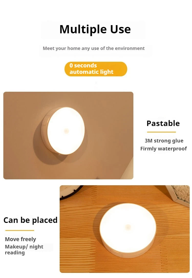 Type-C Motion Sensor Light Rechargeable Light Lamp Bedside LED Night Light for Stairs Hallway Cabinet Closet Bedroom Nightlight