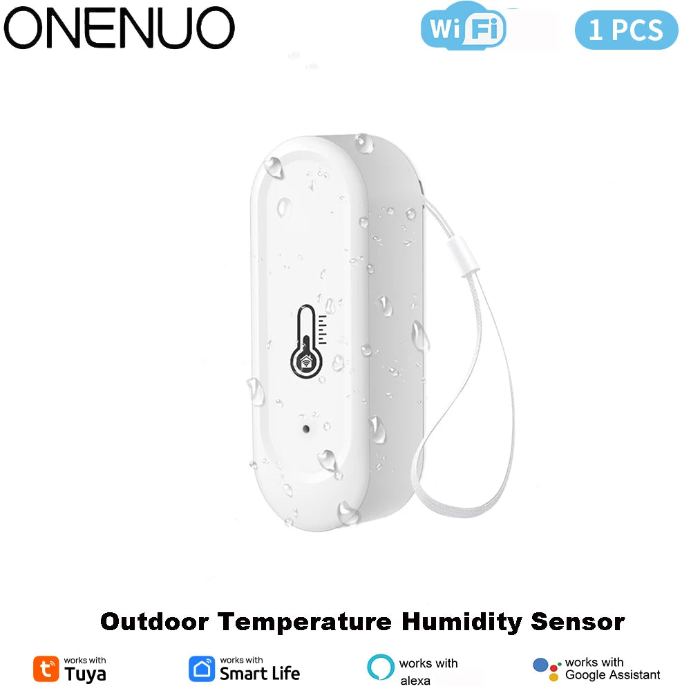 Tuya  Indoor or IP65 Waterproof Outdoor WiFi Temperature Humidity Sensor Home Thermometer Compatible For Alexa Google Home Voice
