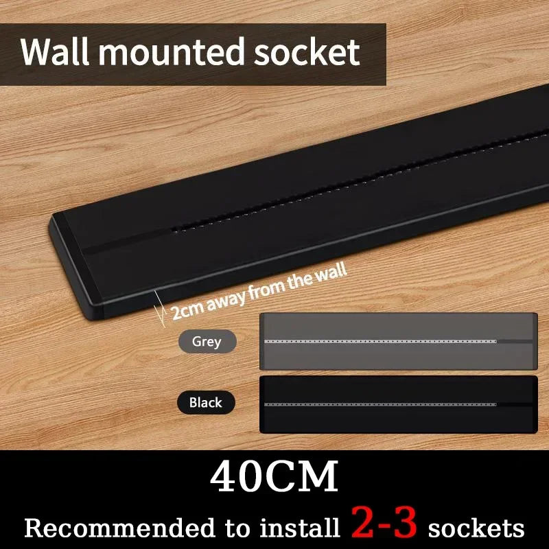 40cm 50cm Track Socket Wall Power Rail Movable Sockets High End Home Appliance Power 8000W EU US UK Standard USB Type c Ports