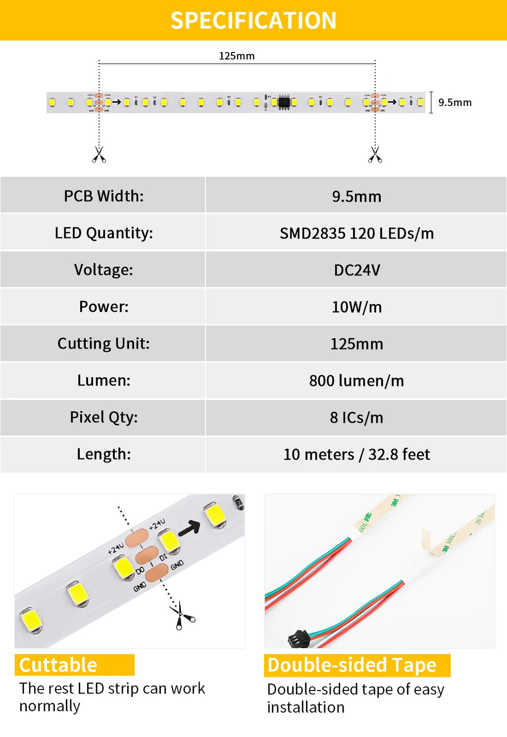 10m WS2811 Running Water Flowing LED Strip Light SMD2835 Horse Race Pixel Addressable Flexible Linear Lamp Set 120LEDs/m DC24V