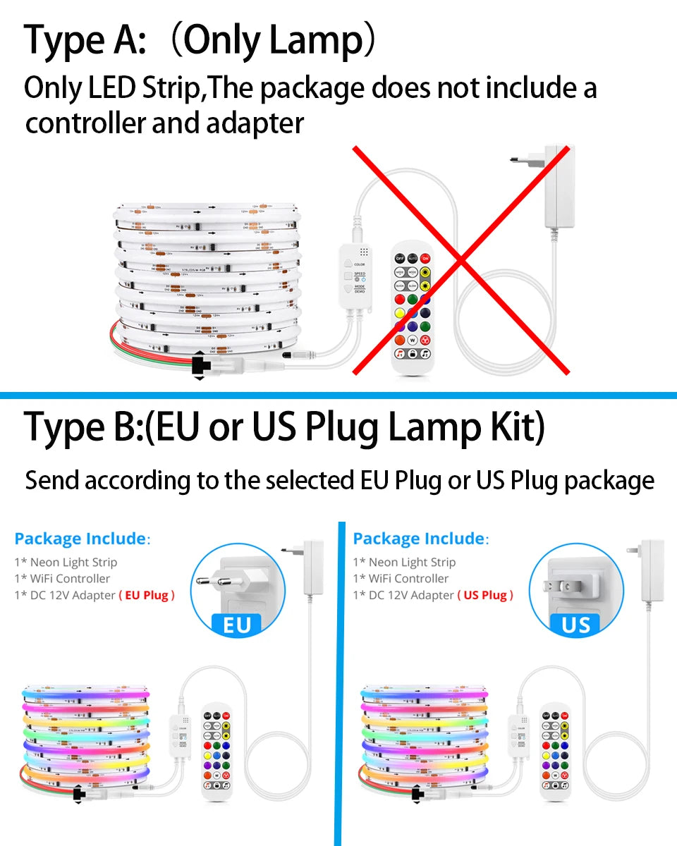 12V Tuya Smart Life App Control RGBIC COB LED Strip Light DIY Addressable WS2811 IC Flexible Tape Ambinet Light for Alexa Google