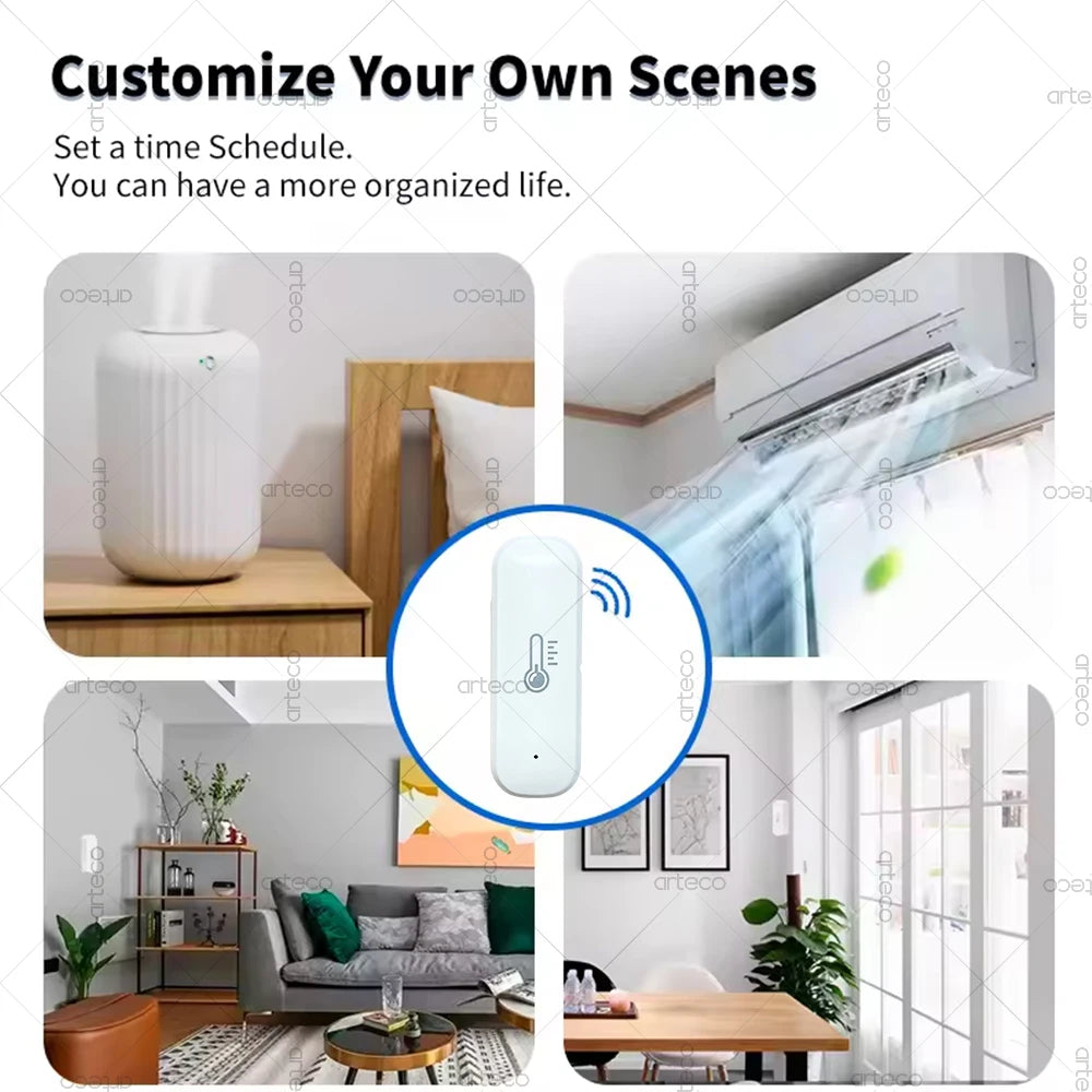 Smart ZigBee Temperature And Humidity Sensor App Monitoring Indoor Mini Hygrometer Thermometer Works With Alexa Home Assistant