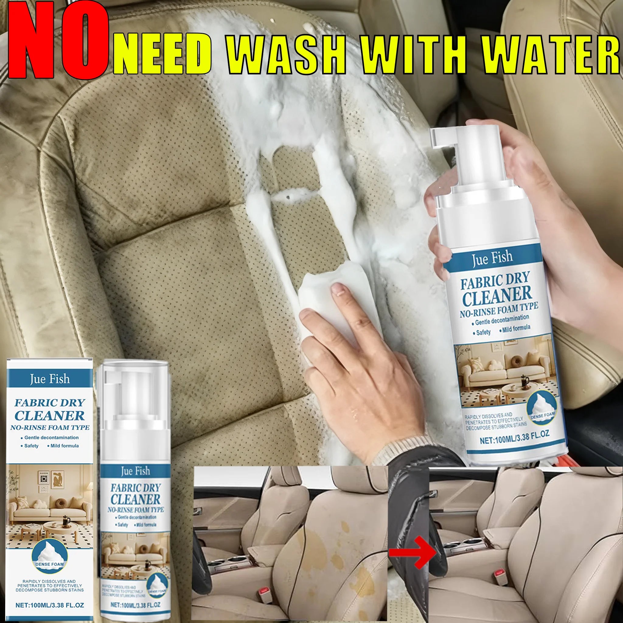Seat Foam Cleaner Car Seat Fabric Cleaner Can Effectively Clean Stains on Car Seats Without Washing