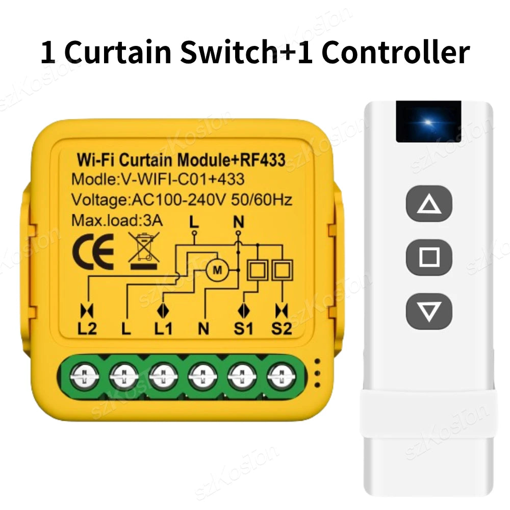 Tuya WiFi Zigbee3.0 Smart Curtain Switch Module Roller Shutter Motor Controller Switch Smart Life APP Works with Alexa Google