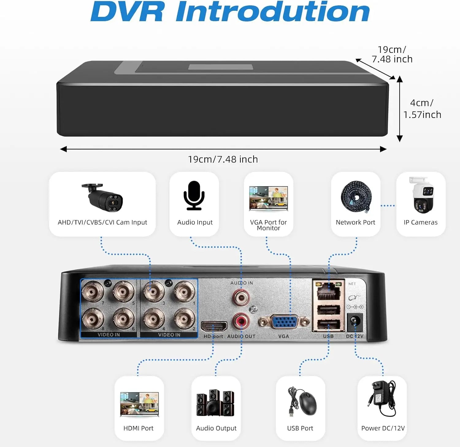 4CH Mini DVR 8CH CCTV Recorder Support 1080P 2MP AHD CVI TVI Camera Security System / P2P Cloud Video Surveillance DVR