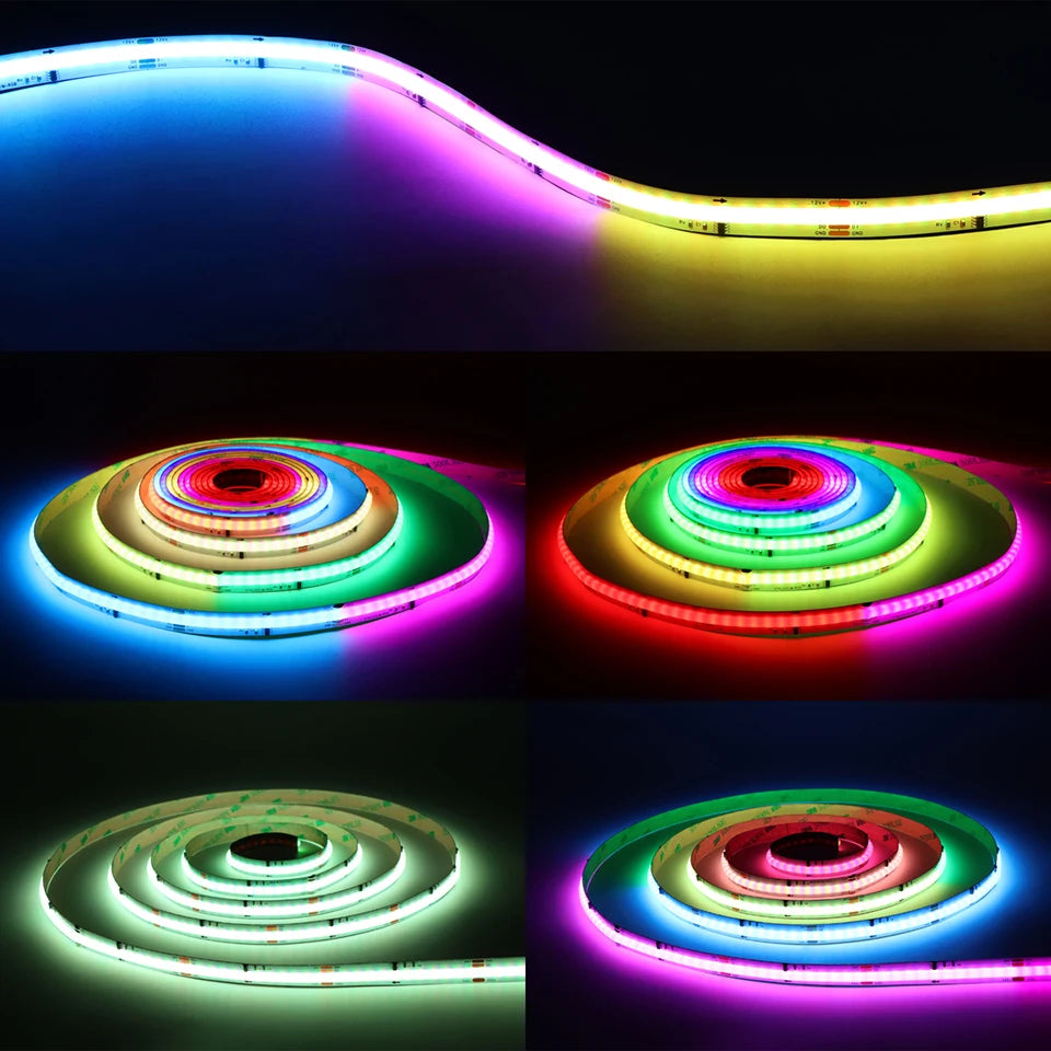12V Tuya Smart Life App Control RGBIC COB LED Strip Light DIY Addressable WS2811 IC Flexible Tape Ambinet Light for Alexa Google