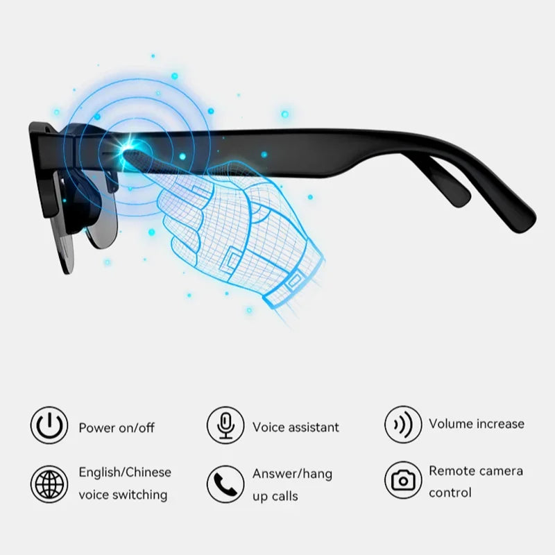 Smart AI Bluetooth Sunglasses Glasses Call Outdoor Sports Headphones HIFI Black Technology Anti-touch UV For Men And Women New