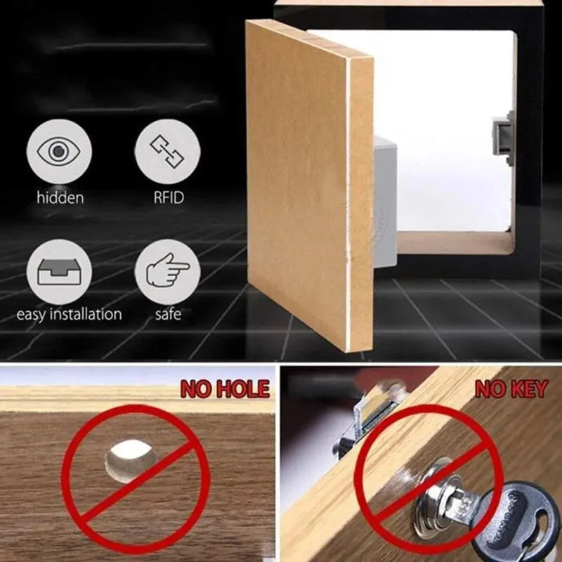 Smart Invisible Lock RFID Card Key Digital Lock for Furniture Cabinet Wardrobe - Hidden Installation No Drilling Required