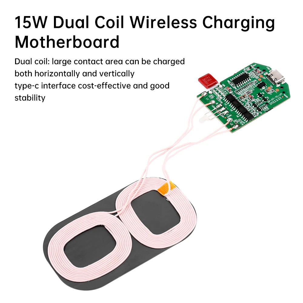 15W Dual Coil Wireless Charging Module Wireless Charger PCBA Multi-Purpose Home Car Device Wireless Charger Module