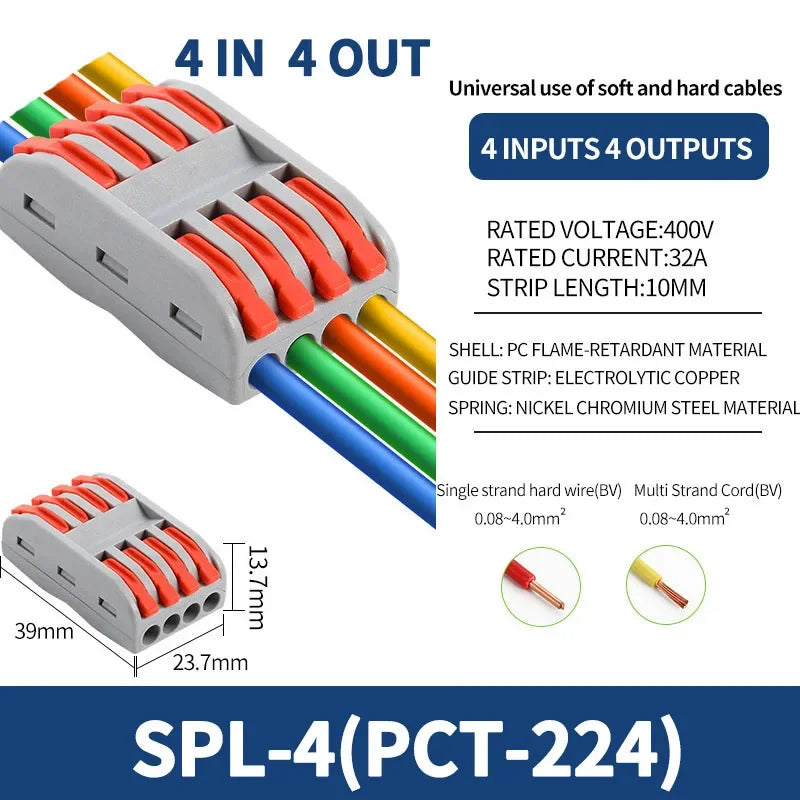 1 In Multiple Out Push-in Electrical Wire Connector Terminal Block Universal Fast Wiring Cable Connectors For Cable Connection