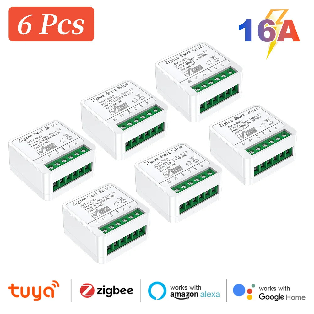 16A ZigBee 3.0 Smart Switch Automation DIY Light Switches Module Supports 2 Way Control Wok Alexa Google Home Zigbee 2Mqtt