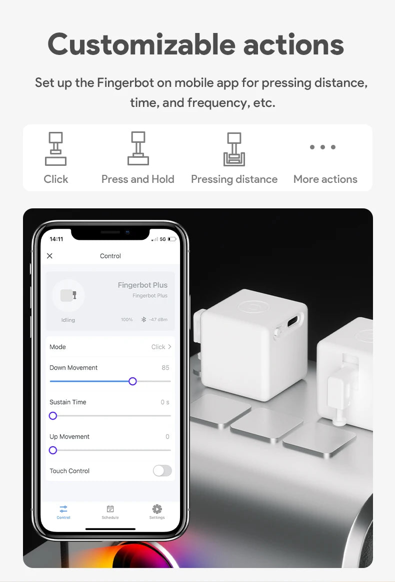 Tuya Zigbee Bluetooth Smart Touch Fingerbot Plus USB Rechargeable Switch Button Pusher Arm Fingerbot Via Alice Alexa Google Home