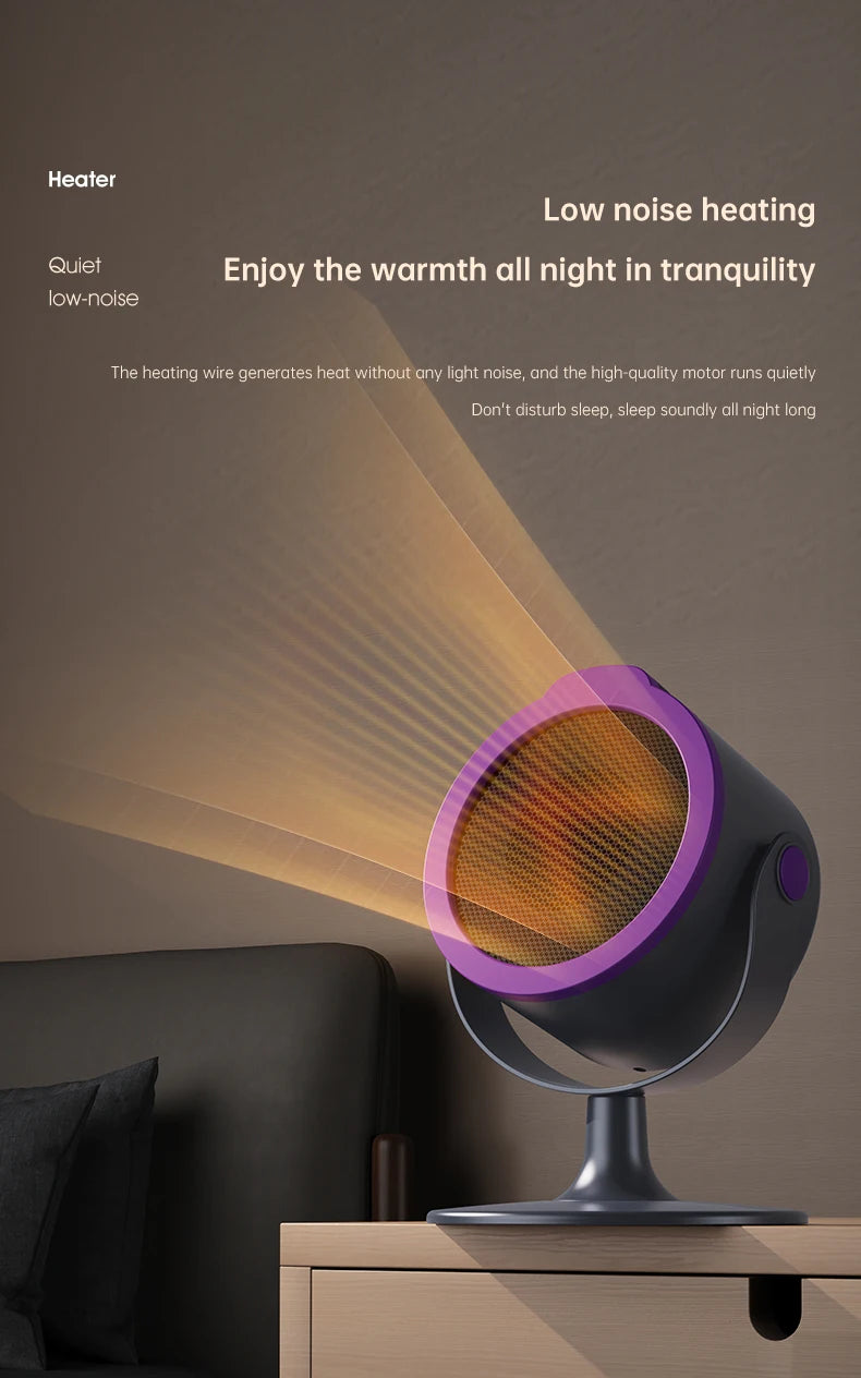 500W Electric Heater Quick Heating Compact 90° Adjustable Angle Portable Desktop Heater Silent Energy Efficient For Home Office