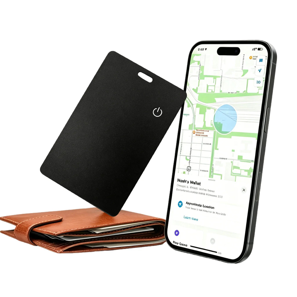 MFI Certified Wallet Tracking Card Works with Find My Rechargeable Tracker 0.07in Slim iPhone Item Finder for Purse
