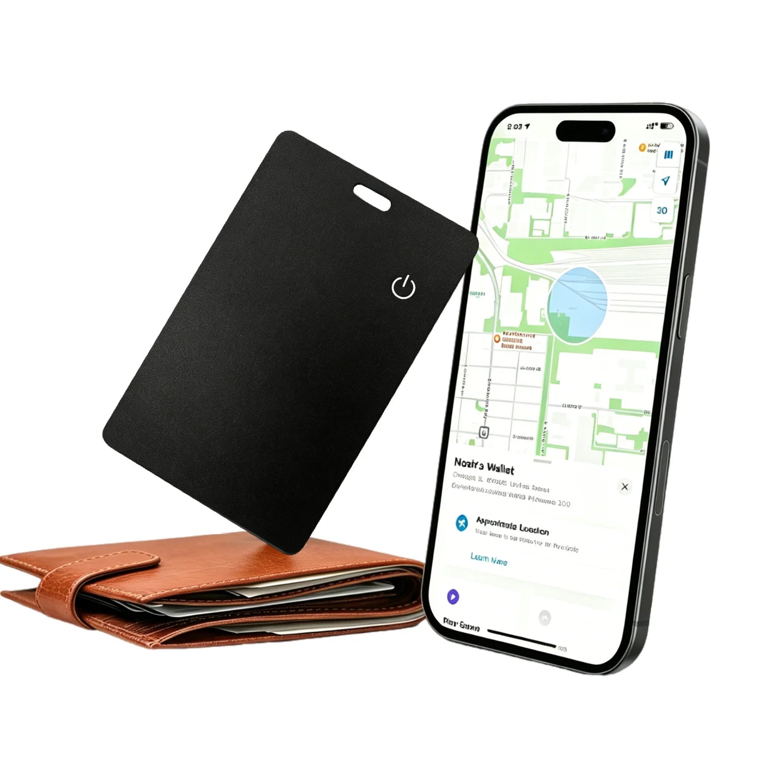 MFI Certified Wallet Tracking Card Works with Find My Rechargeable Tracker 0.07in Slim iPhone Item Finder for Purse