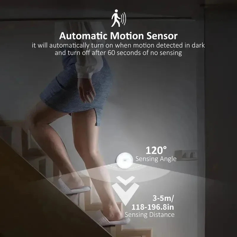 1/3Pcs 8LED Motion Sensor Light Night Light USB Rechargeable Night Lamp for Kitchen Cabinet Wardrobe Lamp Staircase Closet Light