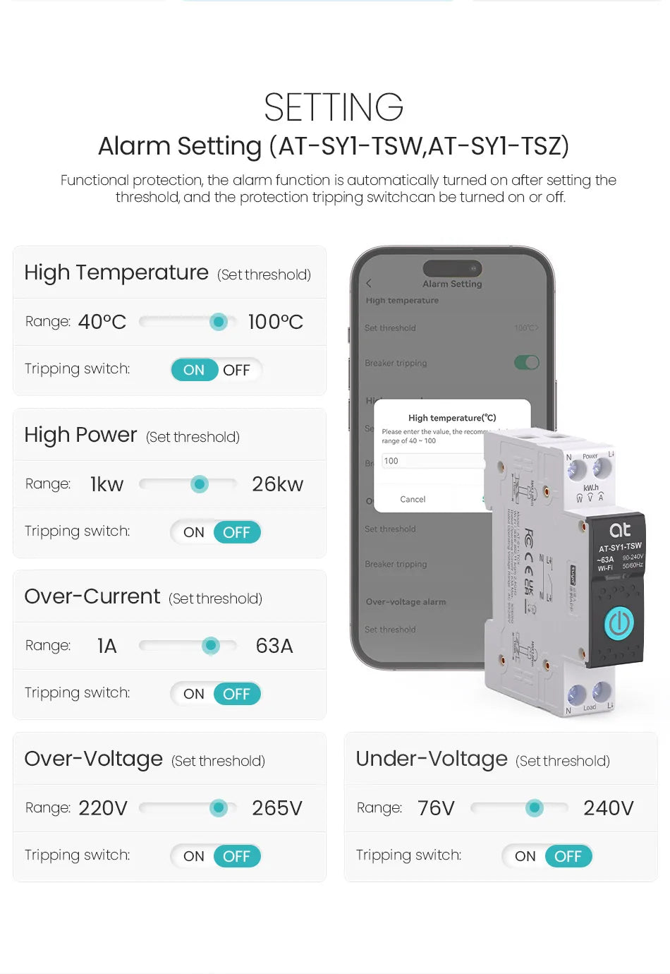 Tuya WiFi Smart Circuit Breaker 1P+N MCB 63A Timer Power Energy kWh Voltage Current Meter Protector Voice Remote Control Switch
