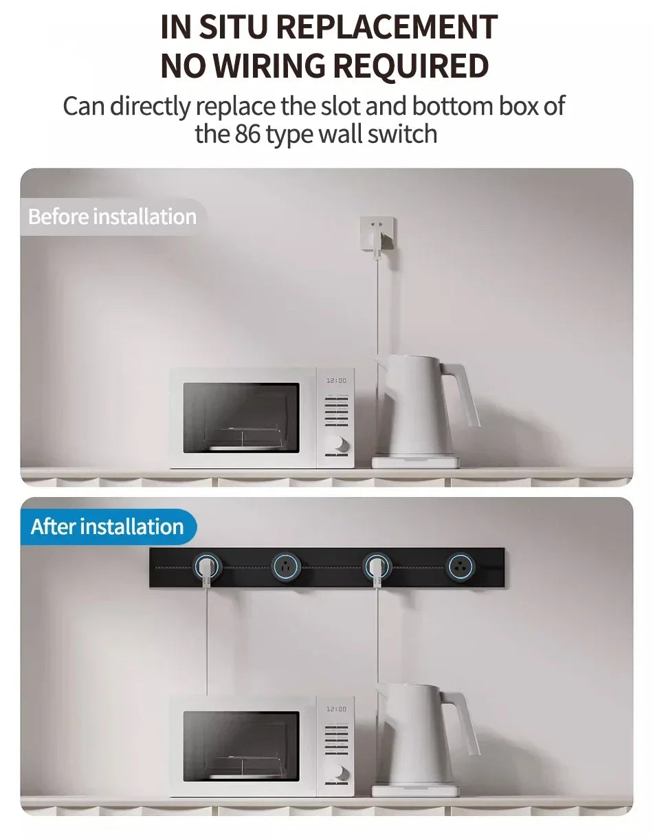 40cm 50cm Track Socket Wall Power Rail Movable Sockets High End Home Appliance Power 8000W EU US UK Standard USB Type c Ports