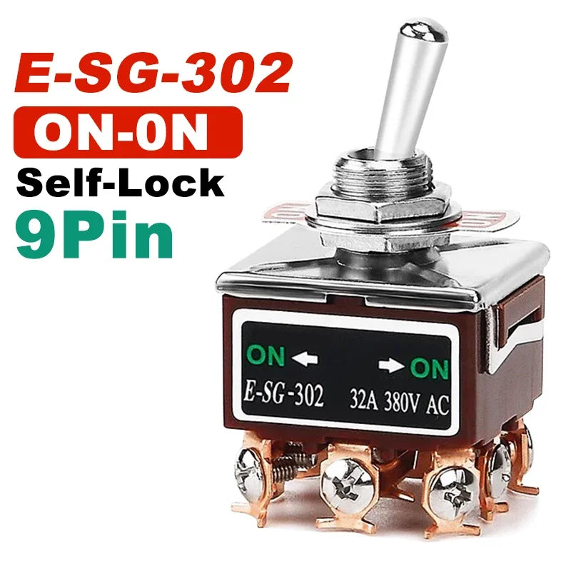 Copper Pin High Current Toggle Switch 2/3/4/6/8/9/12Pin Self Locking Rocker Switch E-SG-1321/1322/1021/1121/123/223