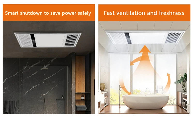 300*600mm Smart Bathroom Heater  Air Conditioning Smart Thermostatic Ceiling Light Mobile App Bathroom Heater 2400W 2600W