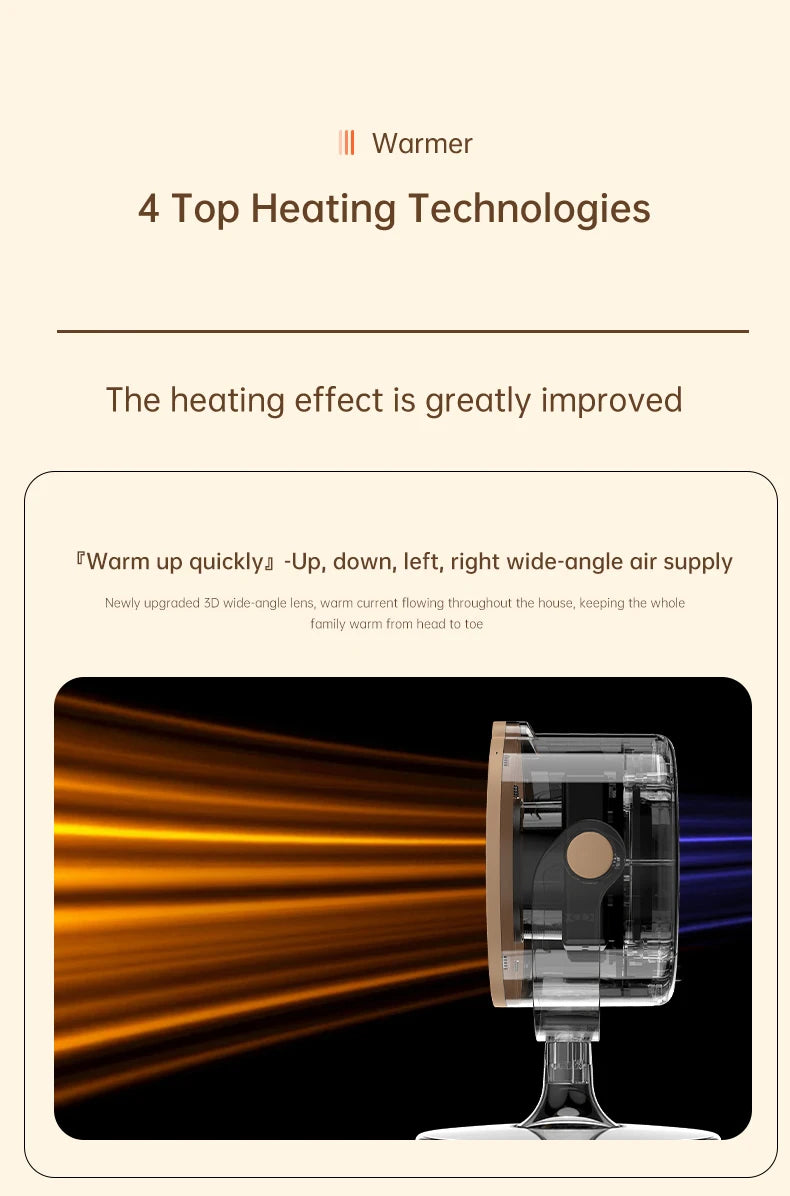 500W Electric Heater Quick Heating Compact 90° Adjustable Angle Portable Desktop Heater Silent Energy Efficient For Home Office
