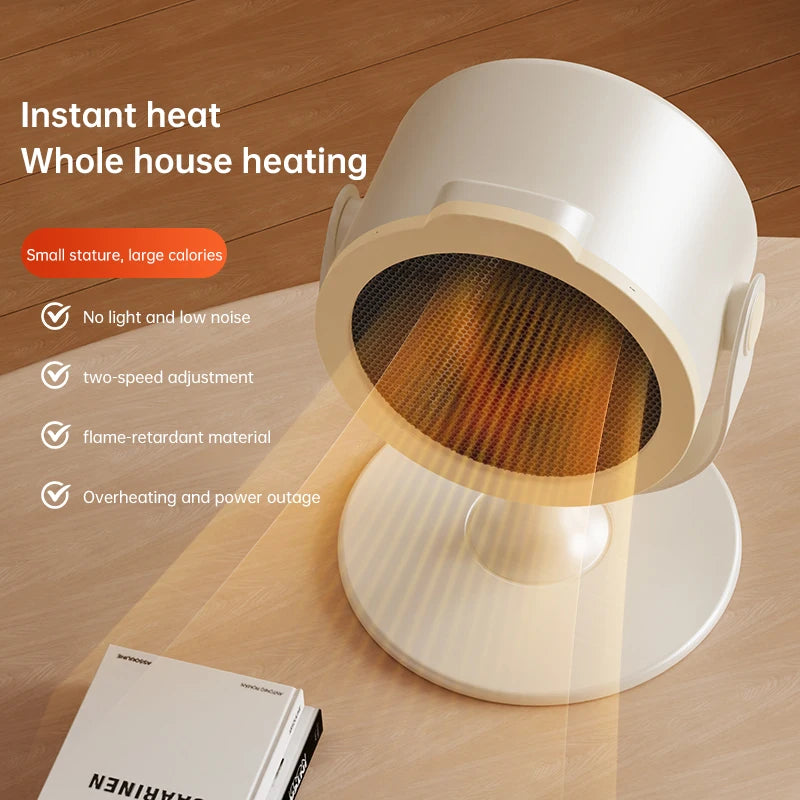 500W Electric Heater Quick Heating Compact 90° Adjustable Angle Portable Desktop Heater Silent Energy Efficient For Home Office