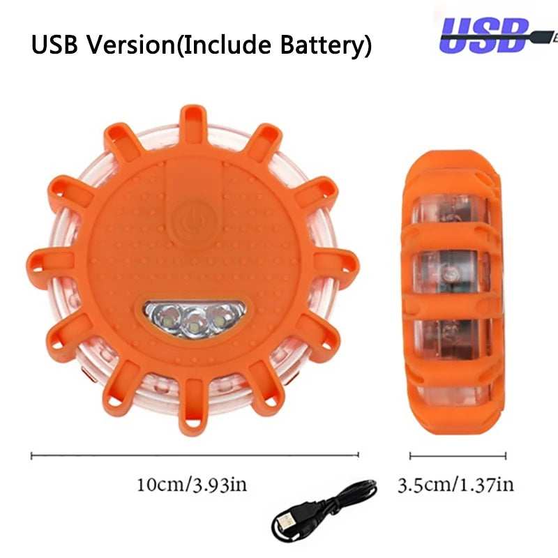 1/2/3/4/6/8/10/12Pcs LED Warning Light Built-in Battery 9Mode Safety Flare Dash Emergency Flashing Lamp Portable Strobe Light