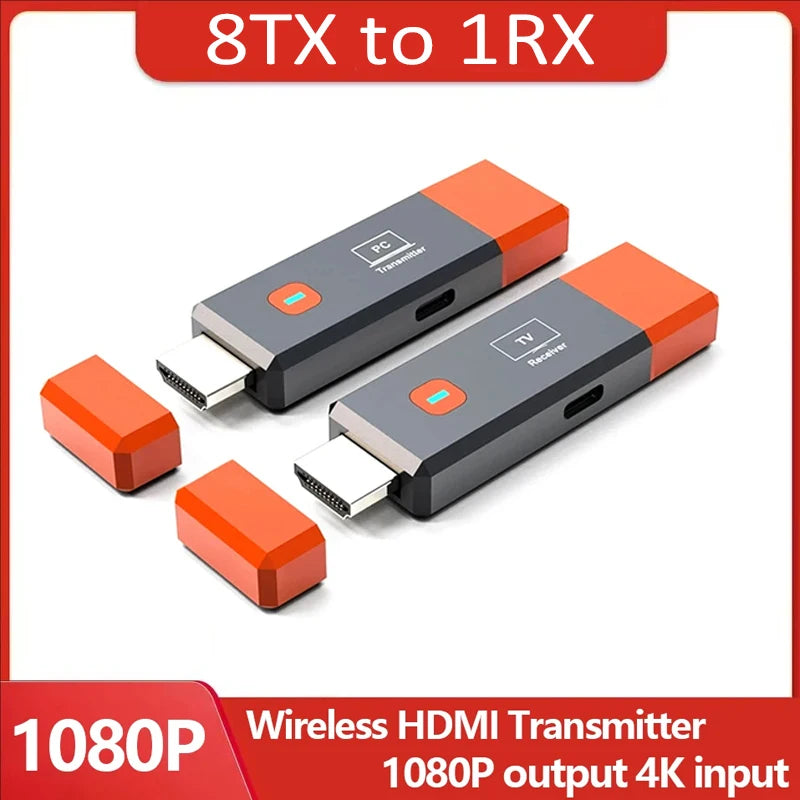 Wireless Transmitter & Receiver, 4K Decode Input 1080P@60Hz Output, Ultra-Low Latency  Plug & Play for Gaming, Home Theater