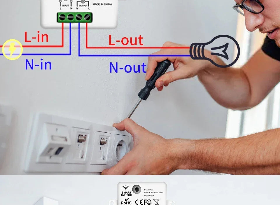 Wireless Light Wall Switch Relay Receiver RF 433Mhz 10A 110V 220V 1/2/3Gang Panel Switch Remote Control Interruptor for LED Lamp