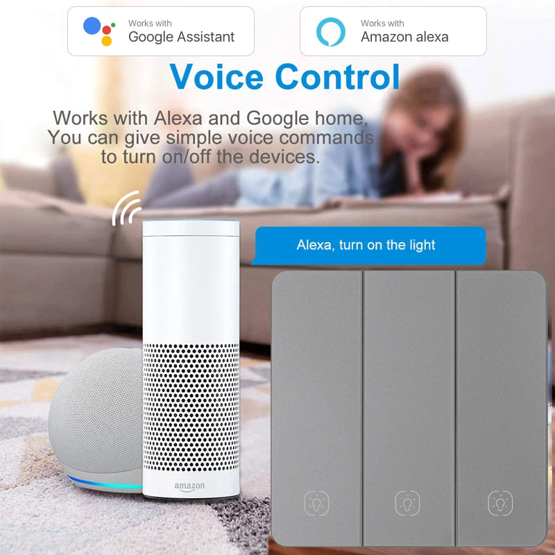 Tuya Smart WiFi Smart Light Switches glass panel No Neutral Wire No capacitor required Remote control Support Alexa Google Home